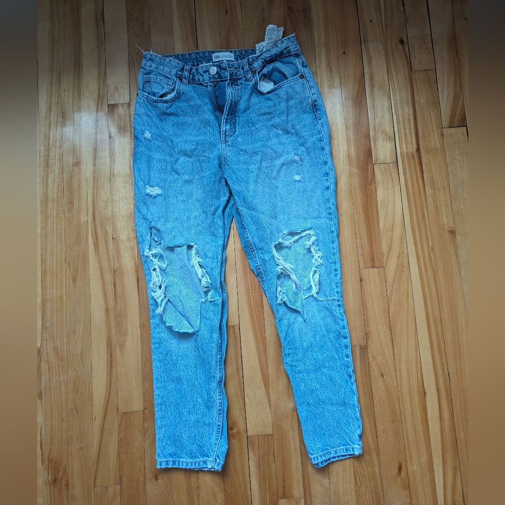 Zara mom distressed jeans